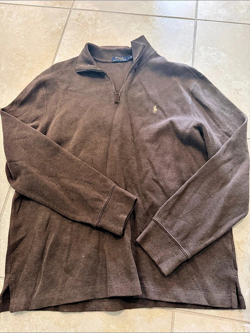 Polo Ralph Lauren Cotton Quarter-Zip Pullover Brown Large